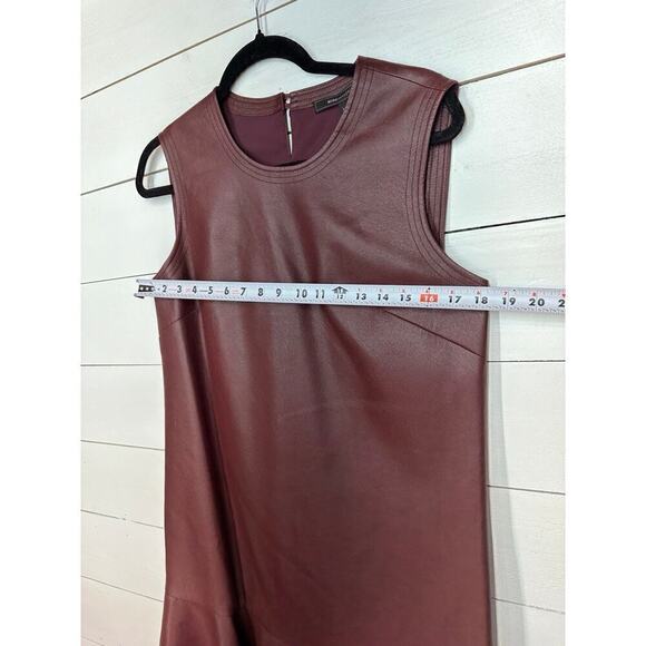 NWT BCBG Maxazria Small Maroon Sheridan Faux Leather Sleeveless Mini Dress - Picture 11 of 11